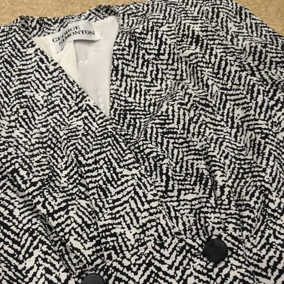 Vintage George Simonton Skirt Suit Black & White Patterned - Picture 5 of 10